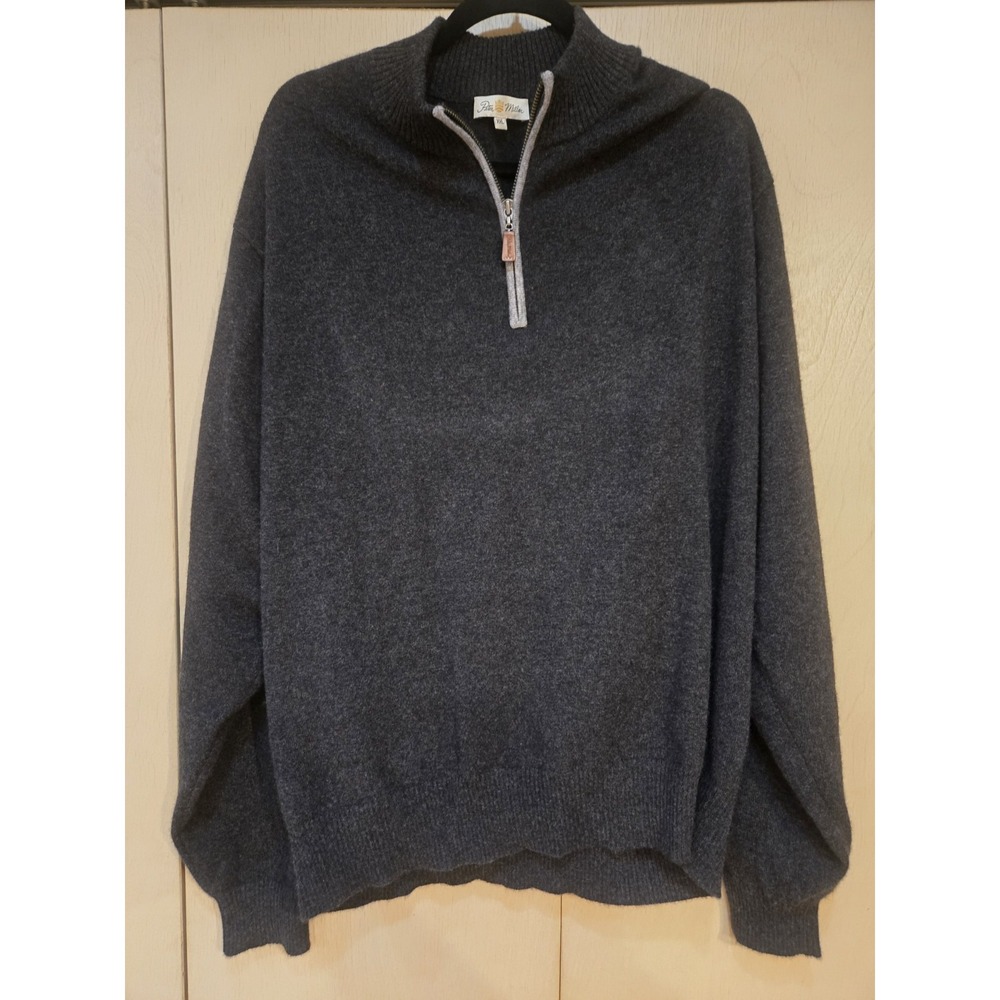 Peter Millar 100% Cashmere Quarter Zip Sweater Mens XXL Gray Luxury Golf